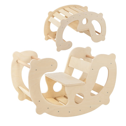 2-in-1 Rocking Horse Arch for Kids Montessori Climbing Toys with Arch Climber, Natural Climbers & Slides at Gallery Canada