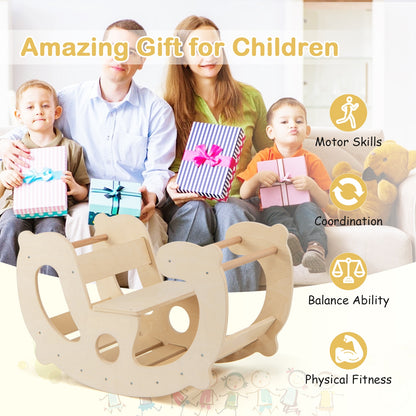 2-in-1 Rocking Horse Arch for Kids Montessori Climbing Toys with Arch Climber, Natural Climbers & Slides at Gallery Canada