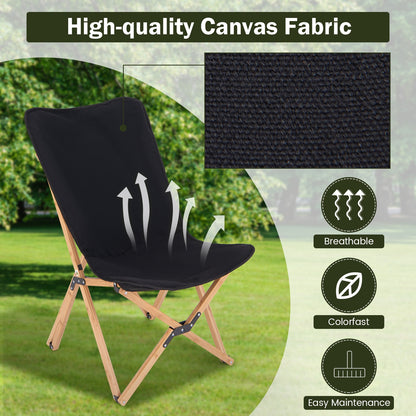 Set of 2 Bamboo Dorm Chair with Storage Pocket for Camping and Fishing, Black Camping Furniture at Gallery Canada