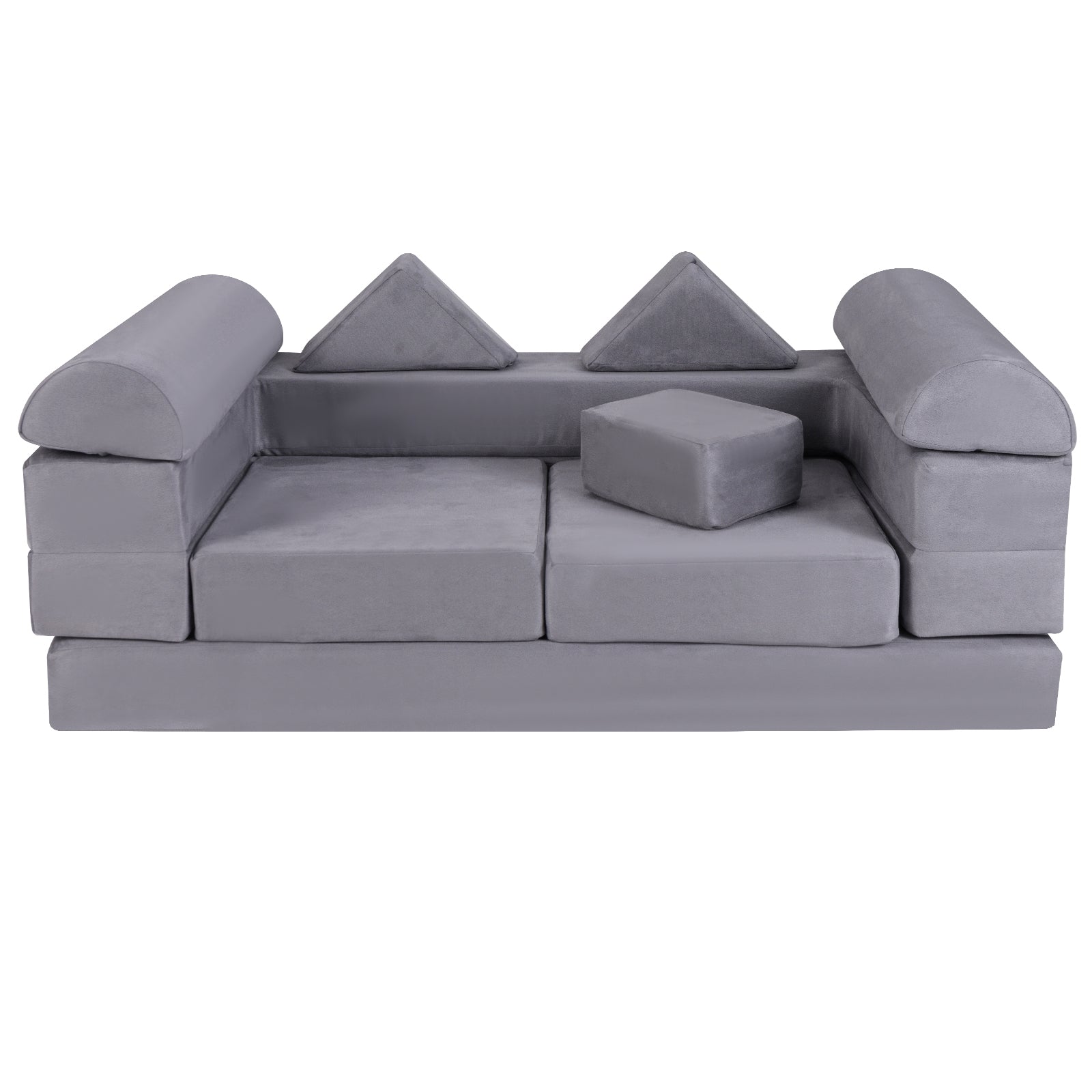 9-Piece Climb and Crawl Foam and Floor Playset with Breathable Suede Fabric, Gray Baby Gyms & Playmats at Gallery Canada