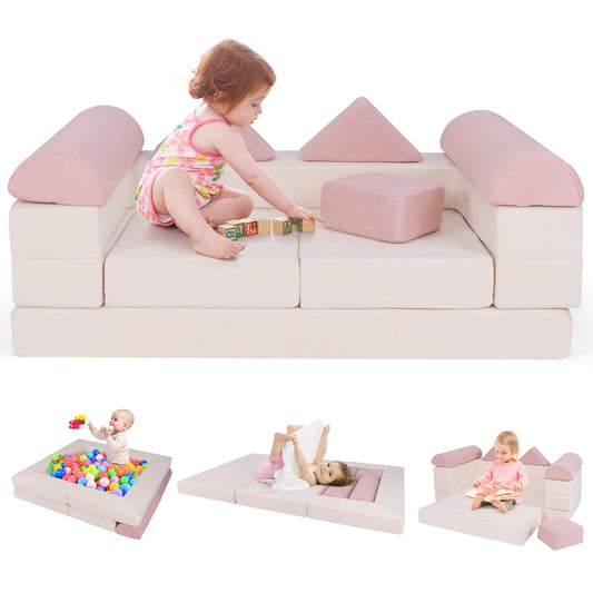 9-Piece Climb And Crawl Foam Playset, Pink