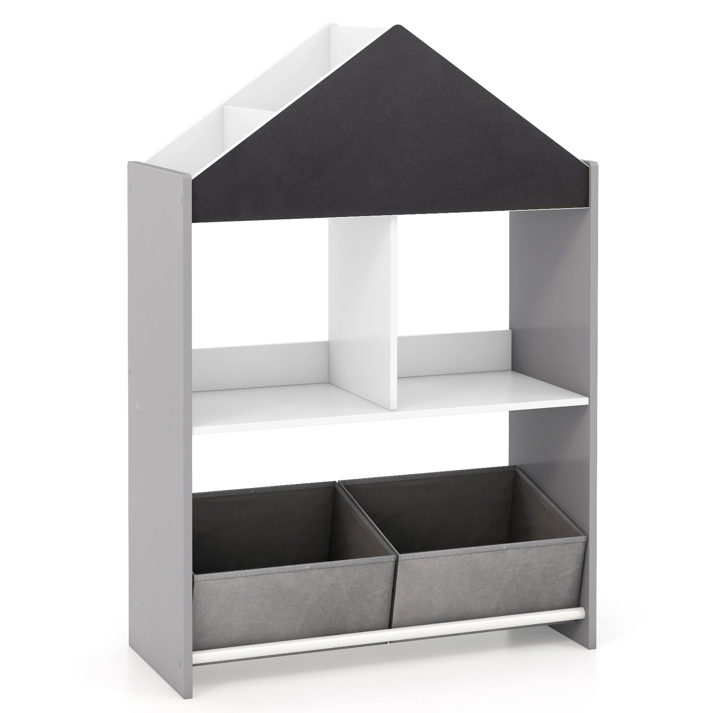Kids Playhouse Bookshelf With Chalkboard, Whiteboard, Gray Kids Storage at Gallery Canada