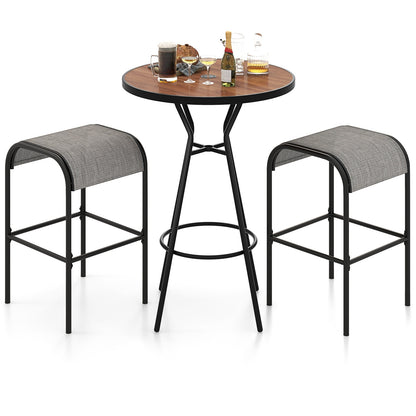 3 Pieces Outdoor Round Bar Table Set with 1.6 Inches Umbrella Hole Patio Bar Furniture at Gallery Canada