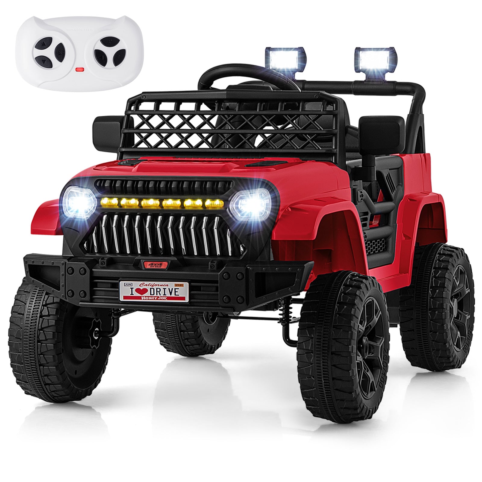 12V Kids Ride on Truck Car with Parental Remote and Music Player, Red Powered Ride On Toys at Gallery Canada