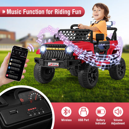 12V Kids Ride on Truck Car with Parental Remote and Music Player, Red Powered Ride On Toys at Gallery Canada