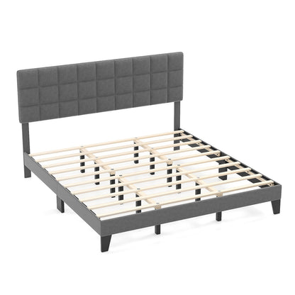 Cadre de lit King Size avec tête de lit réglable, Gris