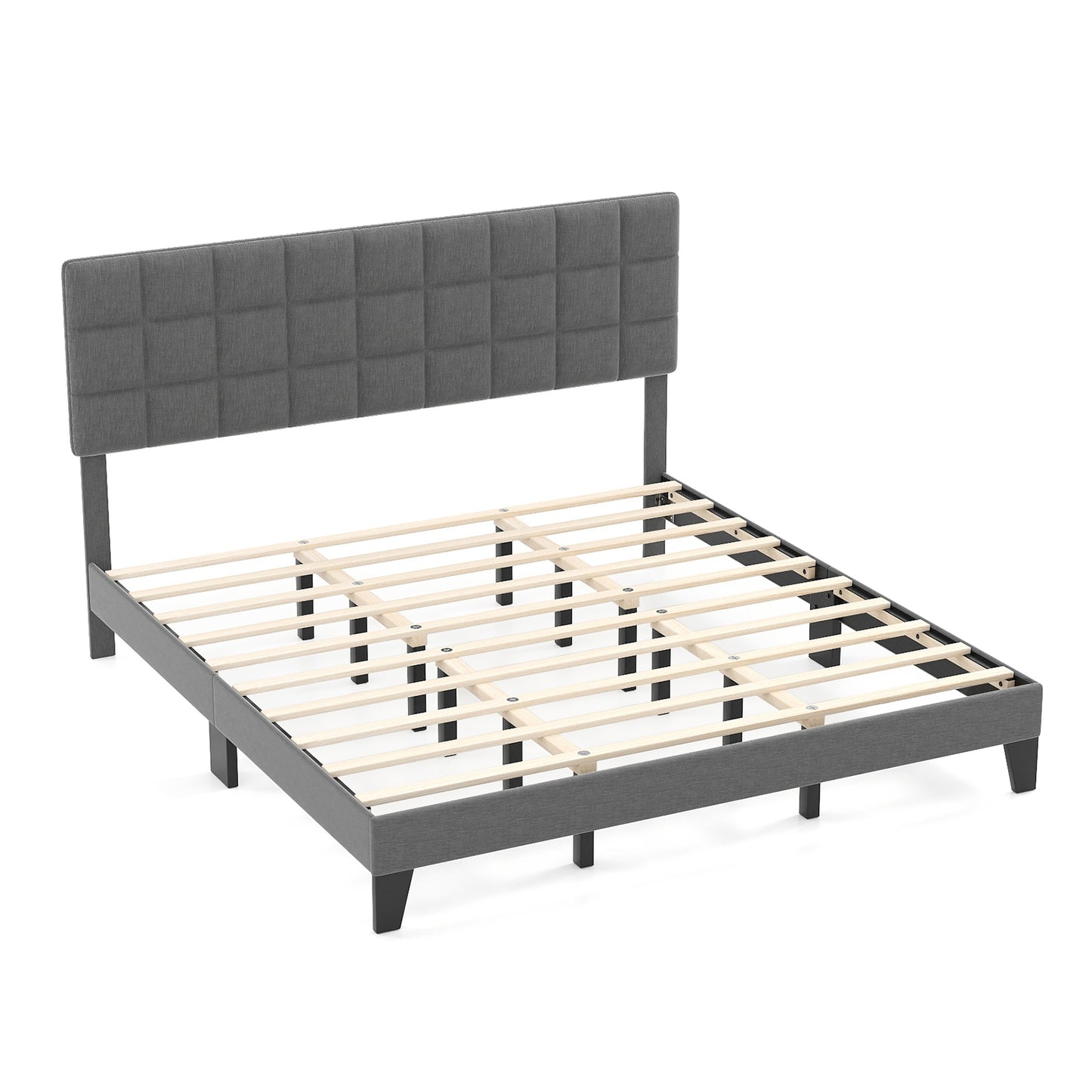 King Size Bed Frame With Adjustable Headboard, Gray Simple Bed Frame Gray at Gallery Canada