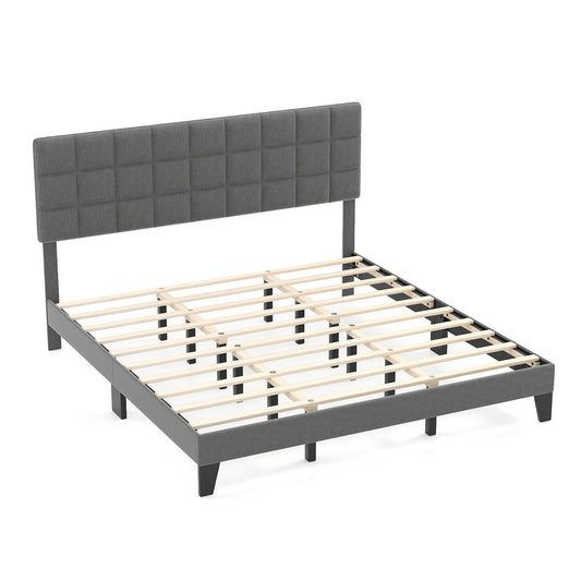 King Size Bed Frame With Adjustable Headboard, Gray Simple Bed Frame Gray at Gallery Canada
