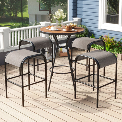 5 Pieces Outdoor Round Bar Table Set with 1.6 Inches Umbrella Hole Patio Bar Furniture at Gallery Canada