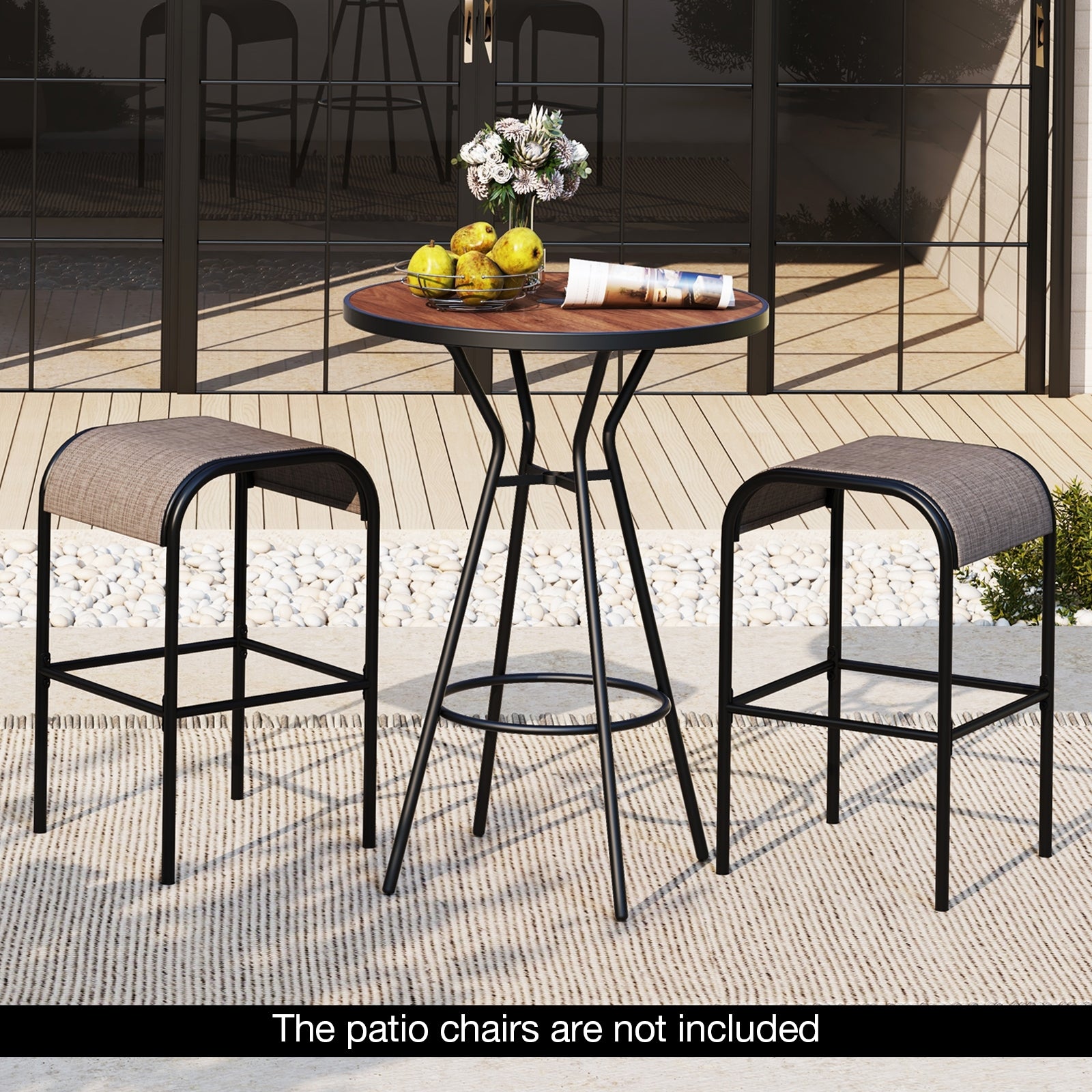 5 Pieces Outdoor Round Bar Table Set with 1.6 Inches Umbrella Hole Patio Bar Furniture at Gallery Canada