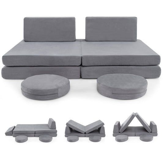 6 Piece Modular Kids Play Couch Set, Washable Covers, Gray Kids Chairs & Seating Gray at Gallery Canada