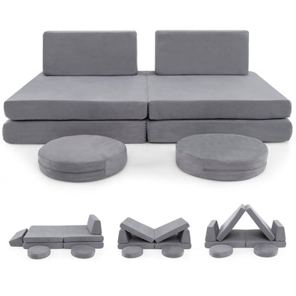 6 Piece Modular Kids Play Couch Set, Washable Covers, Gray Kids Chairs & Seating at Gallery Canada