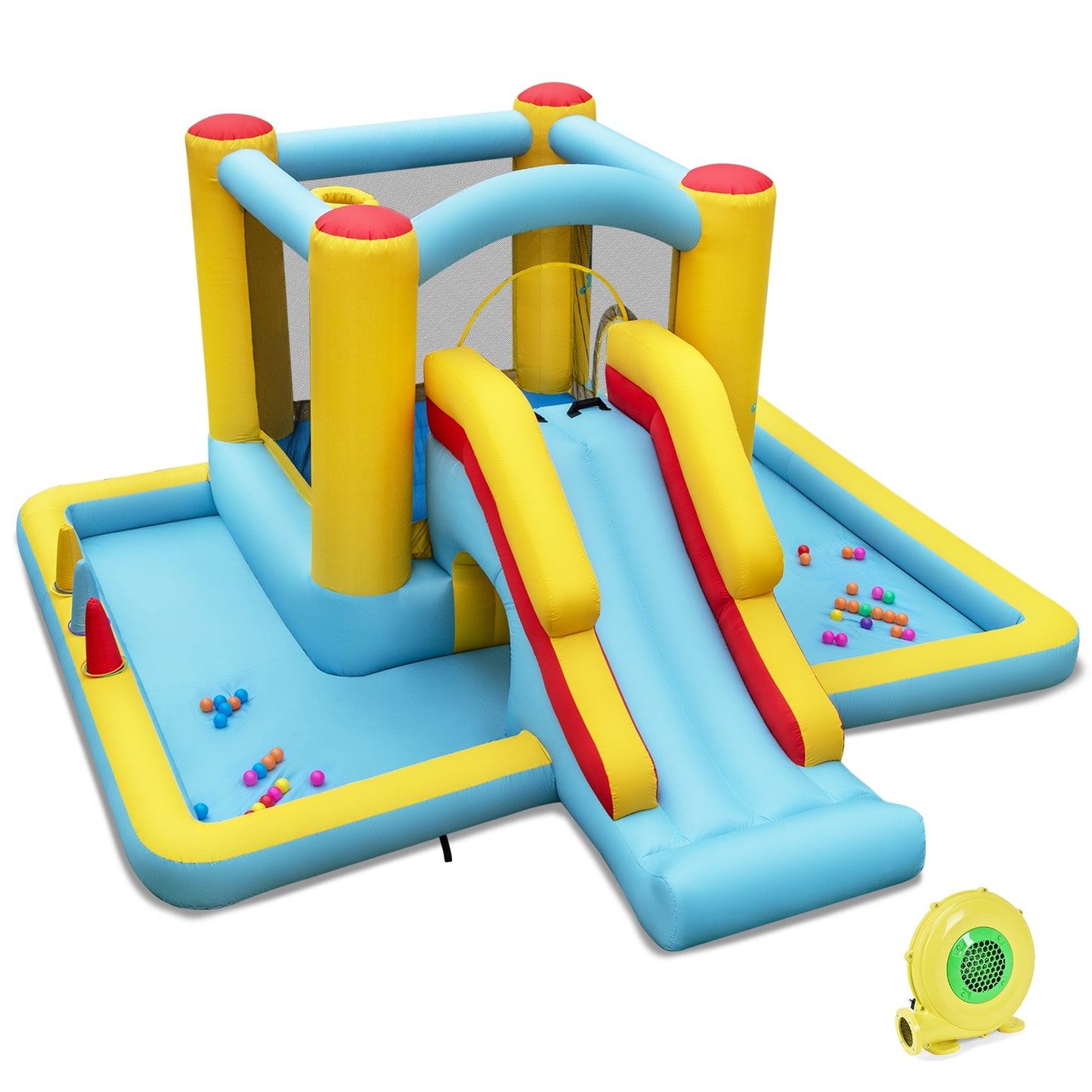 Inflatable Bounce House 7-in-1 With Slide, Tunnel, 480W Blower, Multicolor Bounce House Multicolor at Gallery Canada