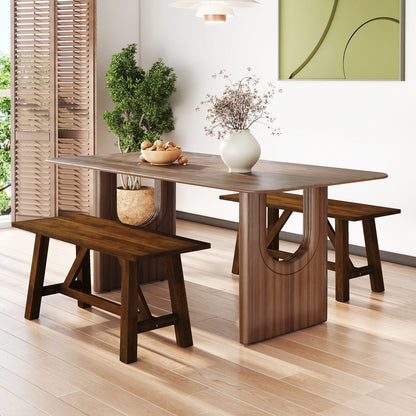 Wooden Entryway Bench Farmhouse Dining Bench with 400 LBS Weight Capacity, Brown Shoe Racks & Storage Benches at Gallery Canada