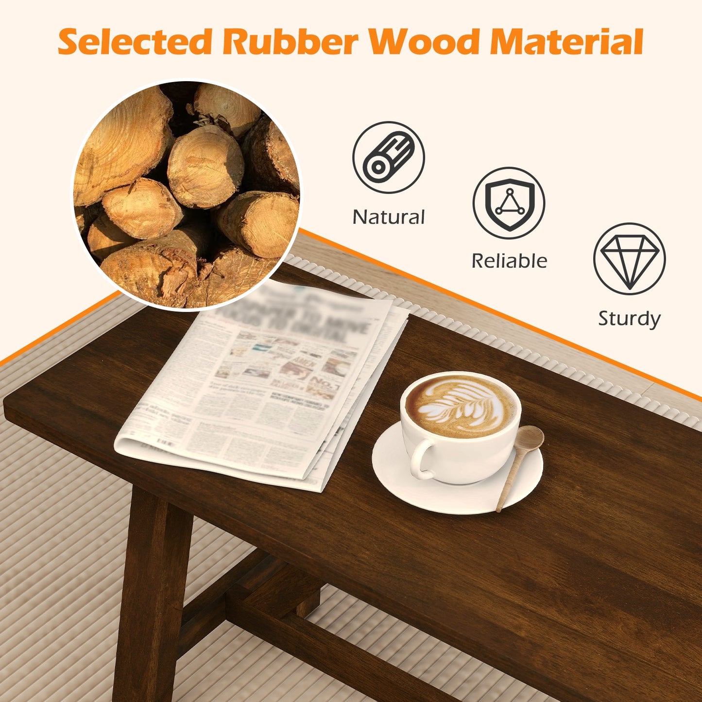 Wooden Entryway Bench Farmhouse Dining Bench with 400 LBS Weight Capacity, Brown Shoe Racks & Storage Benches at Gallery Canada