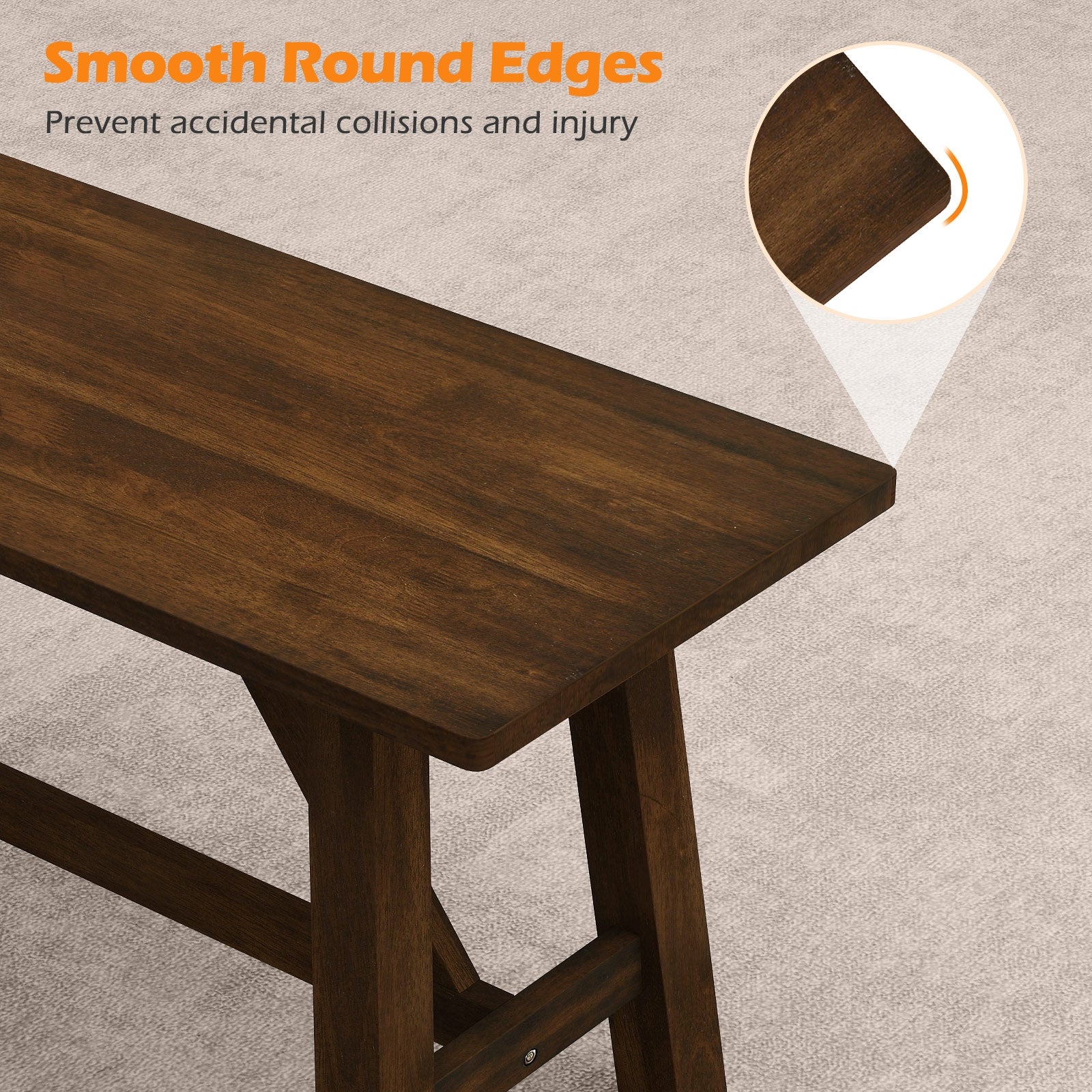 Wooden Entryway Bench Farmhouse Dining Bench with 400 LBS Weight Capacity, Brown Shoe Racks & Storage Benches at Gallery Canada