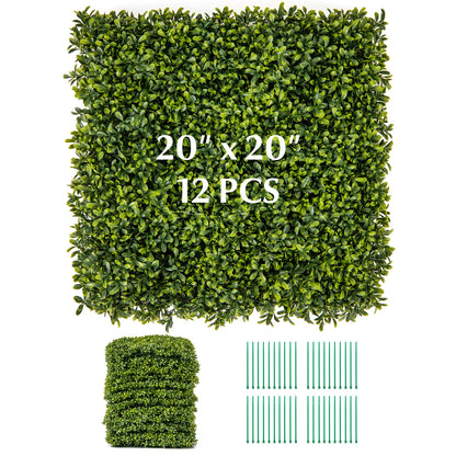 12 Pcs 20 Inch x 20 Inch Artificial Hedge Boxwood Panel, Green Decorative Fencing & Flooring at Gallery Canada
