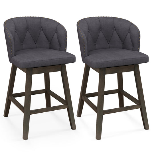 Counter Height Fabric Bar Stools, Set of 2, Gray