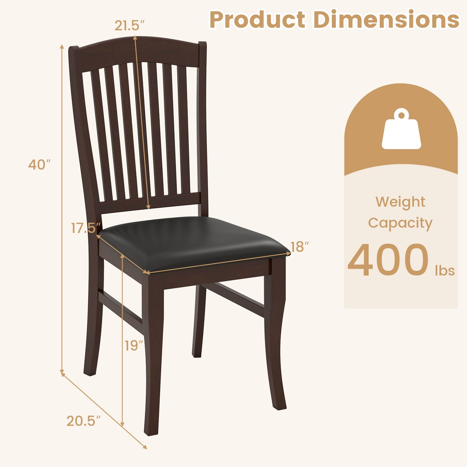 Dining Chairs Set of 2 Kitchen Side Chairs Mid-century Armless Dinette Chairs, Coffee Dining Chairs at Gallery Canada