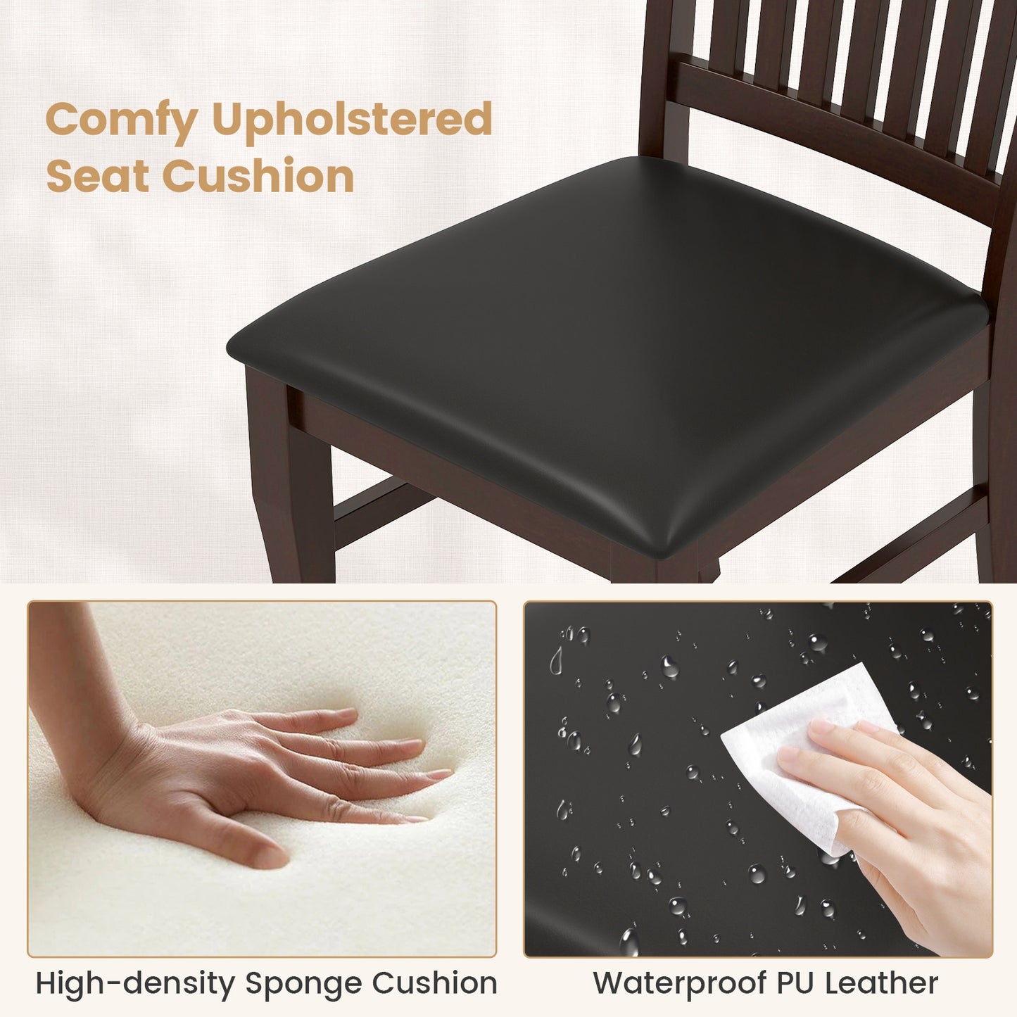 Dining Chairs Set of 2 Kitchen Side Chairs Mid-century Armless Dinette Chairs, Coffee Dining Chairs at Gallery Canada