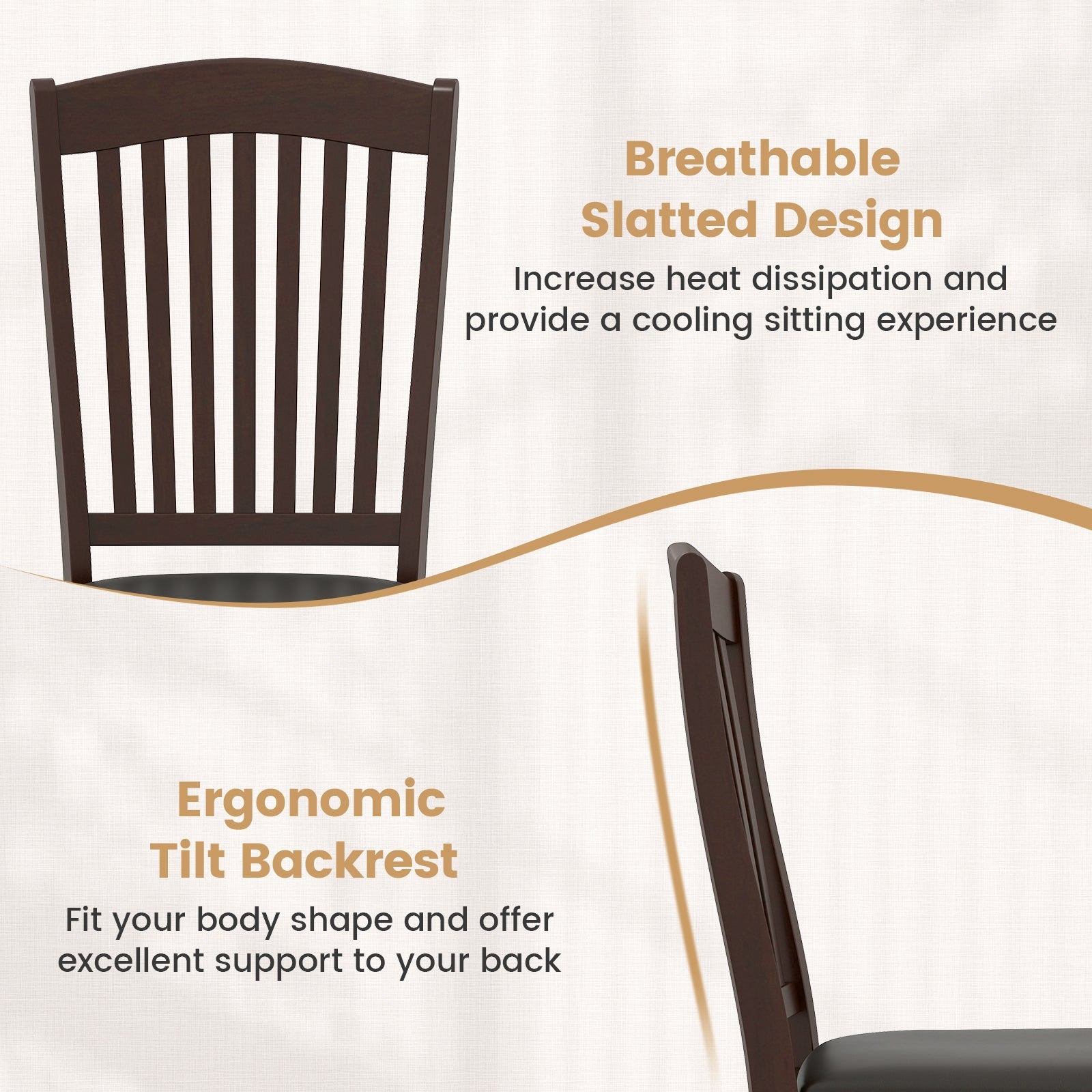 Dining Chairs Set of 2 Kitchen Side Chairs Mid-century Armless Dinette Chairs, Coffee Dining Chairs at Gallery Canada