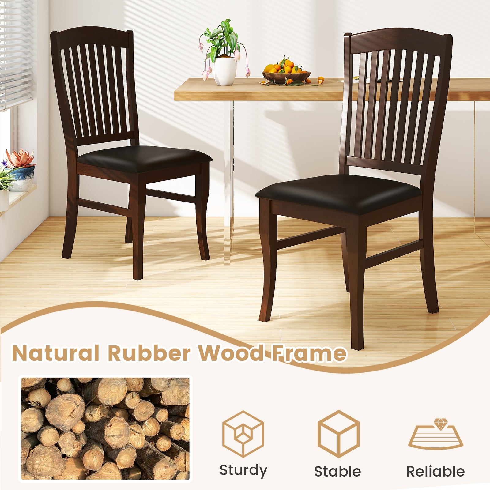 Dining Chairs Set of 2 Kitchen Side Chairs Mid-century Armless Dinette Chairs, Coffee Dining Chairs at Gallery Canada