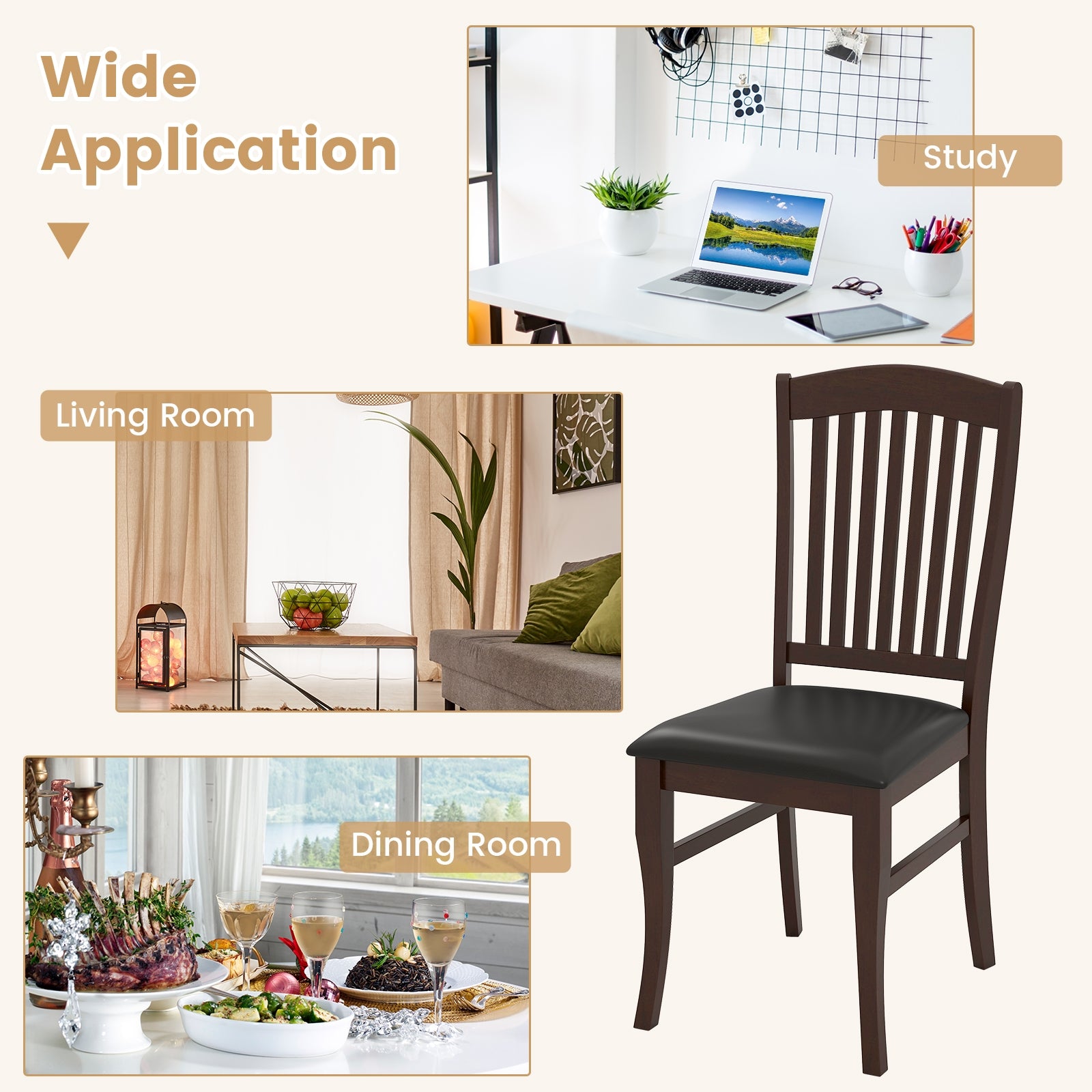 Dining Chairs Set of 2 Kitchen Side Chairs Mid-century Armless Dinette Chairs, Coffee Dining Chairs at Gallery Canada