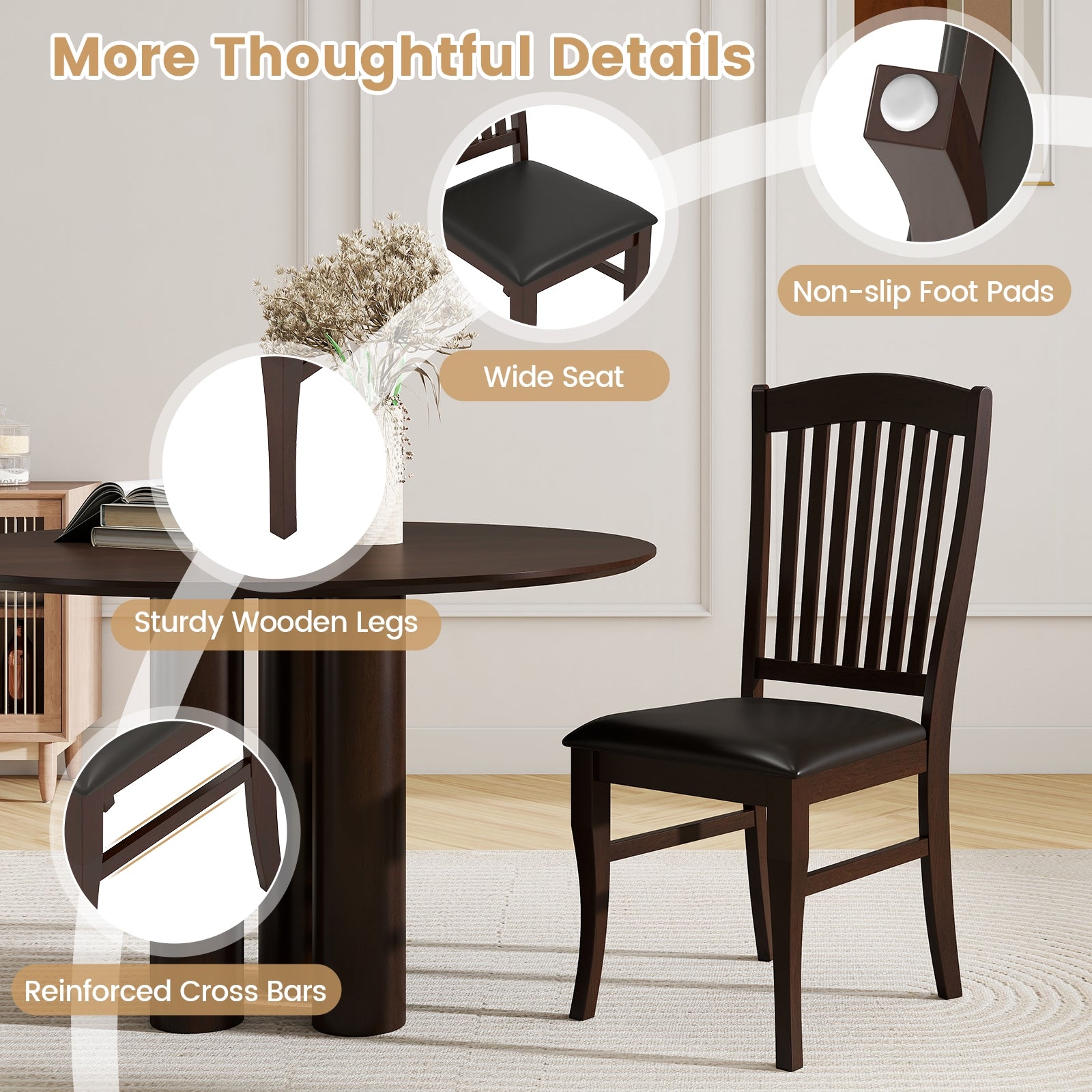 Dining Chairs Set of 2 Kitchen Side Chairs Mid-century Armless Dinette Chairs, Coffee Dining Chairs at Gallery Canada