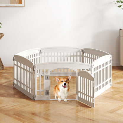 6-Panel Plastic Dog Playpen 24 Inch Indoor Outdoor Pet Fence with Locking Door, White Pet Gate at Gallery Canada