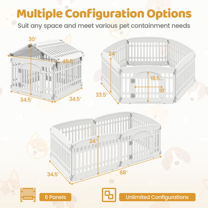 6-Panel Plastic Dog Playpen 24 Inch Indoor Outdoor Pet Fence with Locking Door, White Pet Gate at Gallery Canada