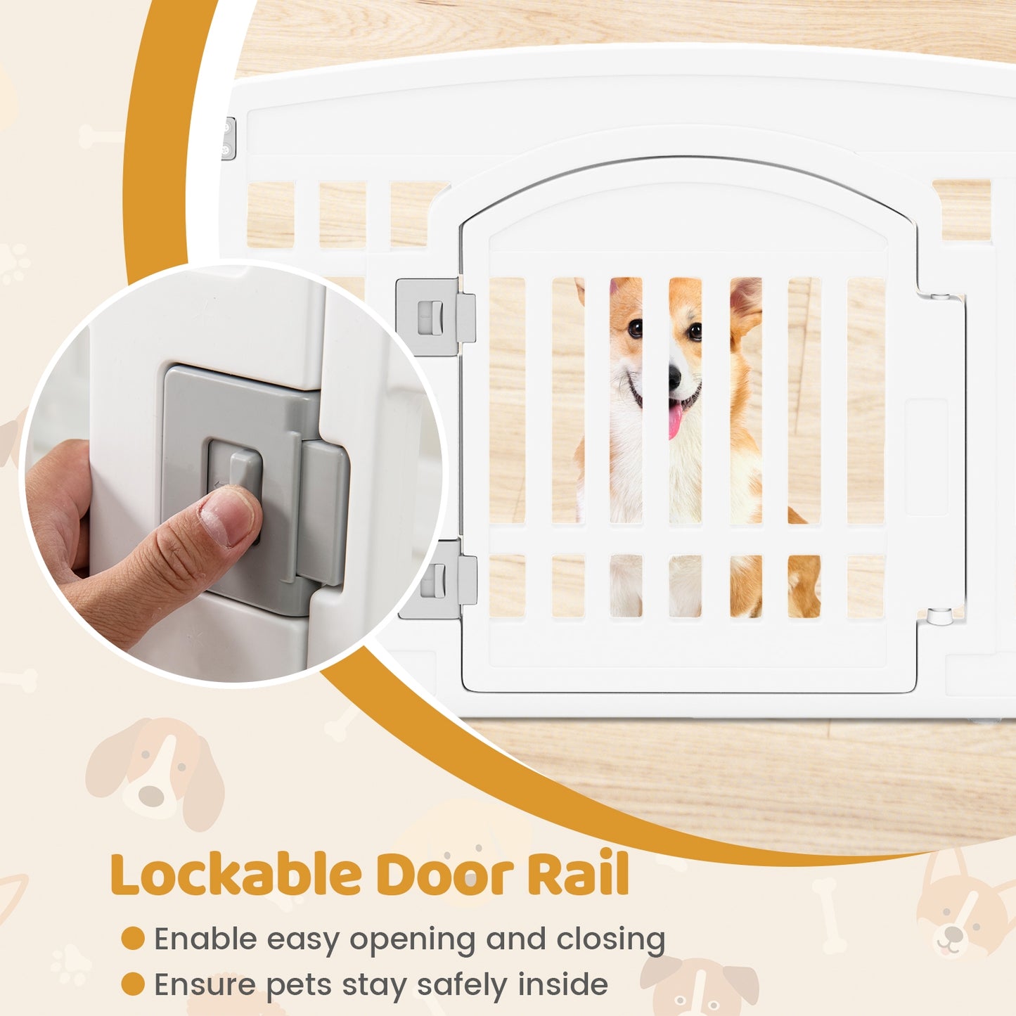 6-Panel Plastic Dog Playpen 24 Inch Indoor Outdoor Pet Fence with Locking Door, White Pet Gate at Gallery Canada
