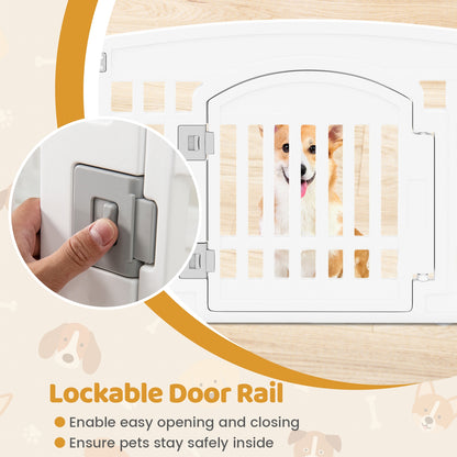 6-Panel Plastic Dog Playpen 24 Inch Indoor Outdoor Pet Fence with Locking Door, White Pet Gate at Gallery Canada