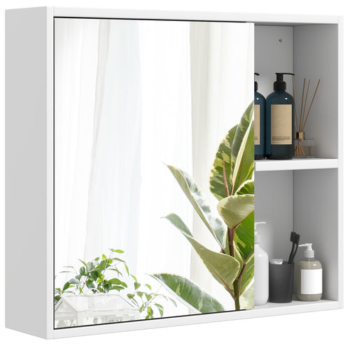 Single Mirror Door Bathroom Medicine Cabinet, White