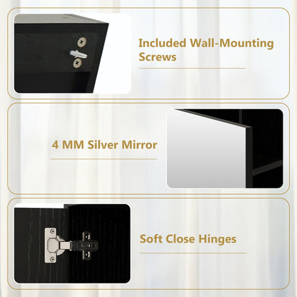 Bathroom Medicine Cabinet with Single Mirror Door, Black Wall Cabinets at Gallery Canada