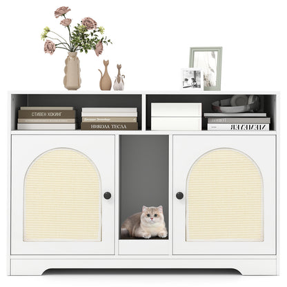 43 Inches Cat Litter Box Enclosure with Storage and Double Rooms, White Cat Houses at Gallery Canada
