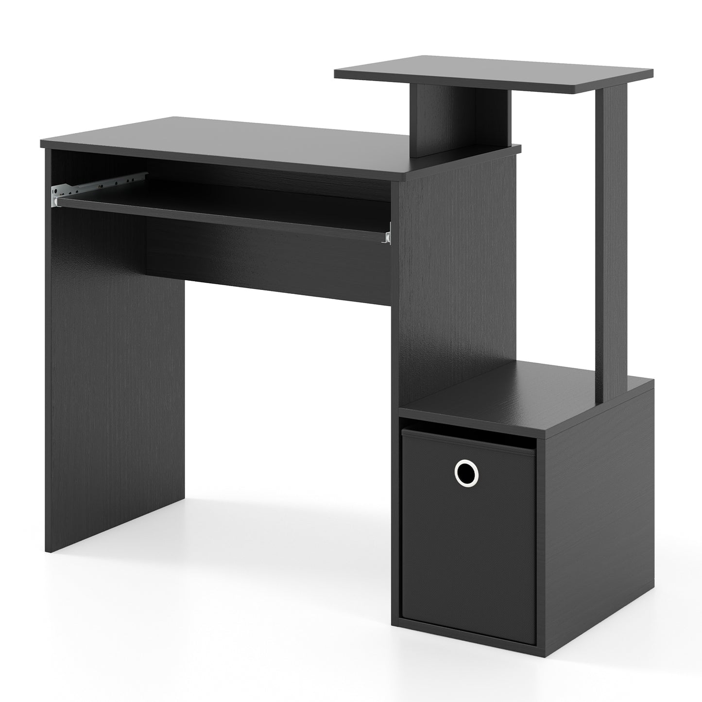 Bureau d'ordinateur gain de place avec plateau à clavier coulissant, noir