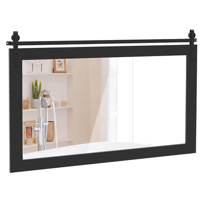 Rectangle Barn Door Wall Mirror, Solid Wood Frame, Black Wall Mirrors at Gallery Canada