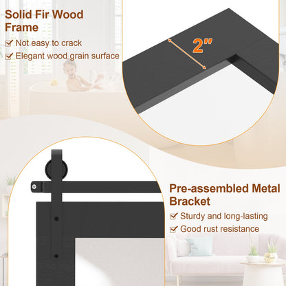 Rectangle Barn Door Wall Mirror, Solid Wood Frame, Black Wall Mirrors at Gallery Canada