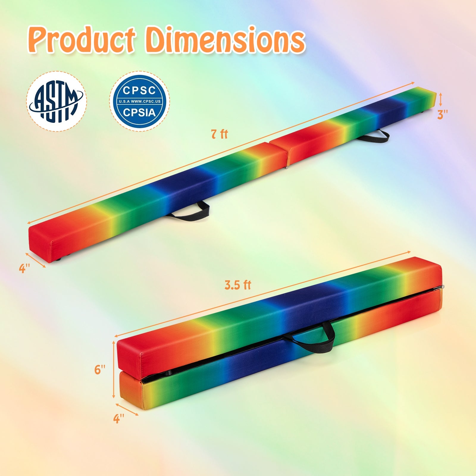 7 Feet Folding Portable Floor Balance Beam, Multicolor Toy Sports at Gallery Canada