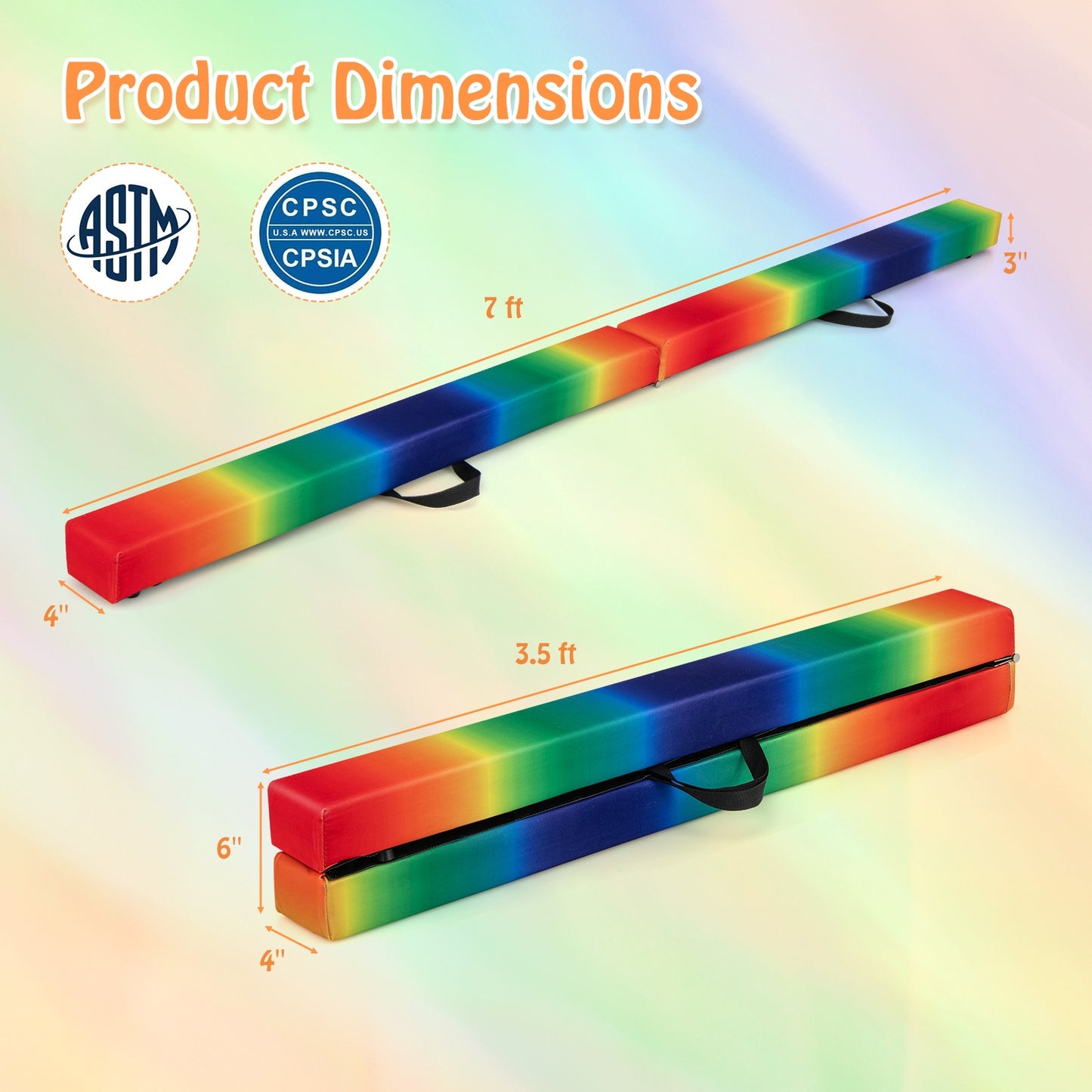 7 Feet Folding Portable Floor Balance Beam, Multicolor Toy Sports at Gallery Canada