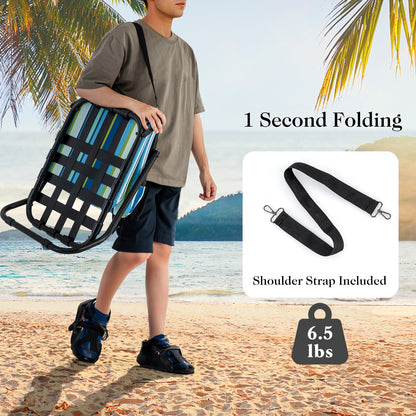 2 Pack Low Folding Beach Chairs for Adults with Cushion, Blue Beach & Lawn Chairs at Gallery Canada