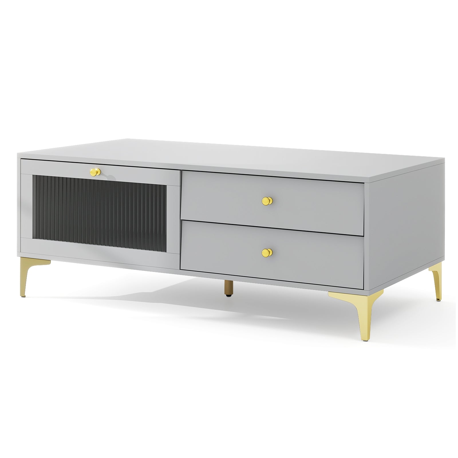 TV Stand with Compartment and Drawers for 55 Inch TV, Gray Entertainment Centers & TV Stands at Gallery Canada