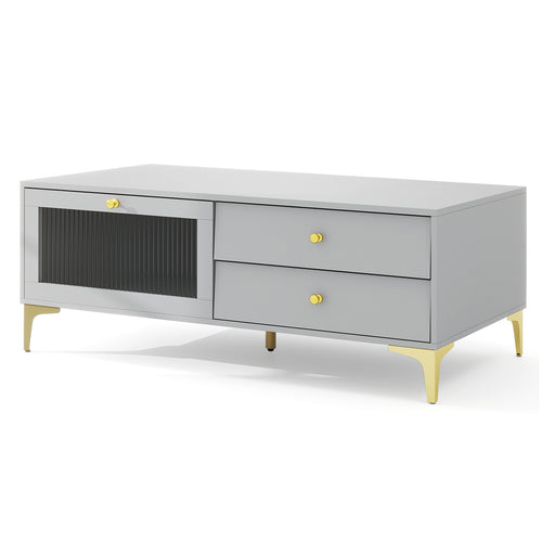 TV Stand With Compartment And Drawers, 55 Inch, Gray