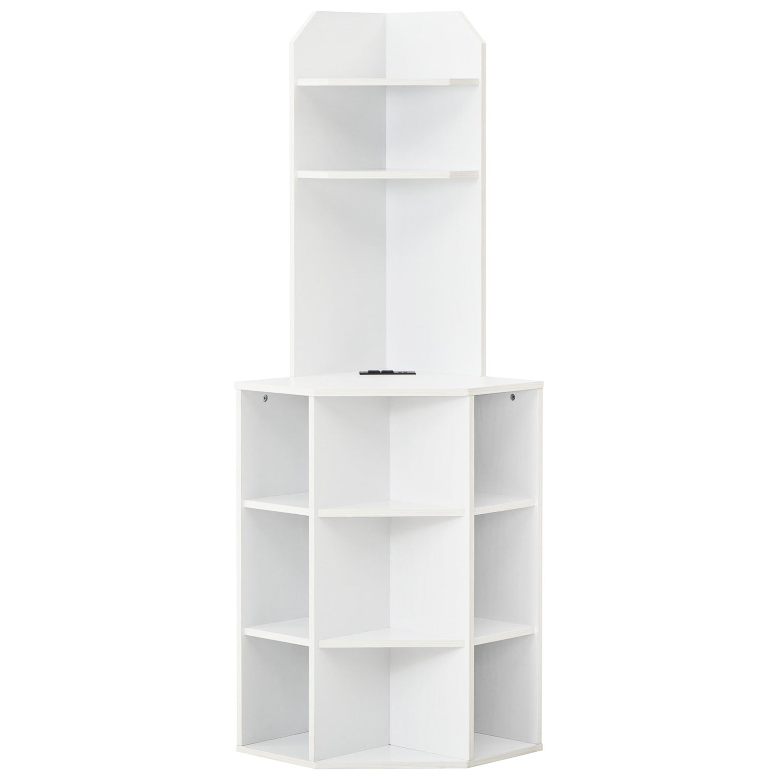 6-Tier Corner Shelf With Charging Station, 2 USB Ports, White Corner Desks at Gallery Canada