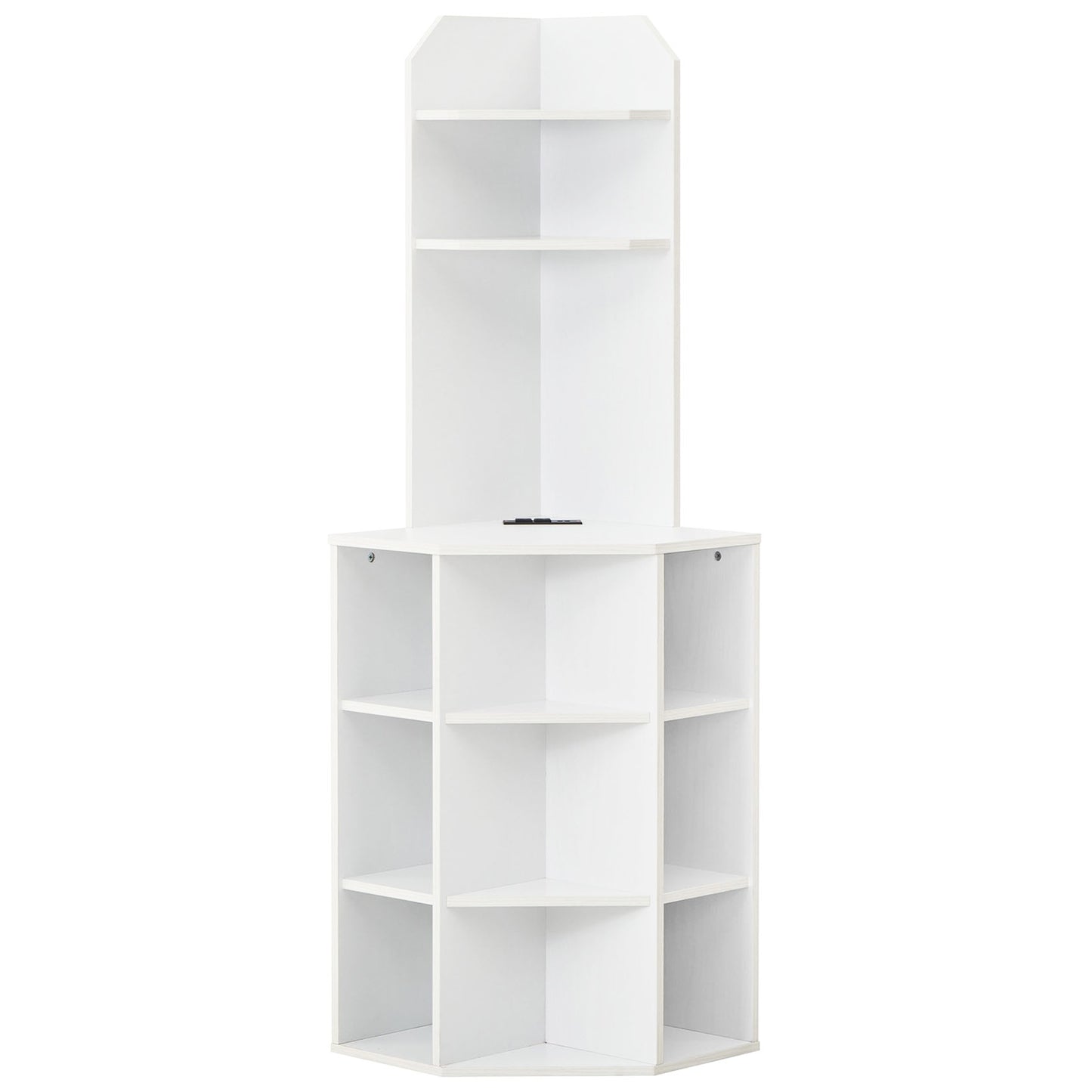 6-Tier Corner Shelf With Charging Station, 2 USB Ports, White Corner Desks at Gallery Canada