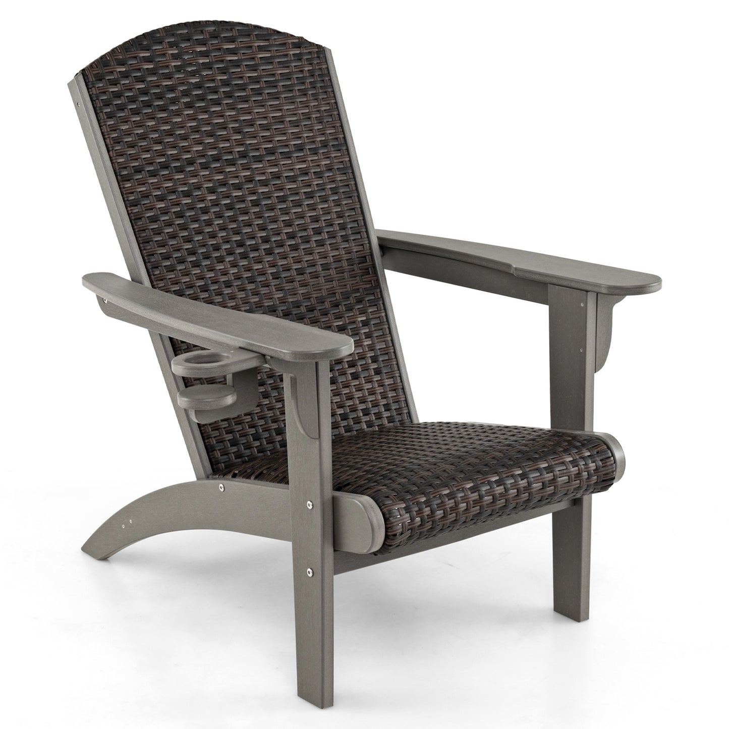 Patio Adirondack Chair, Rattan Padded Seat, Hidden Cupholder, Gray Adirondack Chairs at Gallery Canada