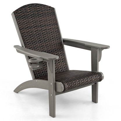 Patio Adirondack Chair, Rattan Padded Seat, Hidden Cupholder, Gray Adirondack Chairs at Gallery Canada