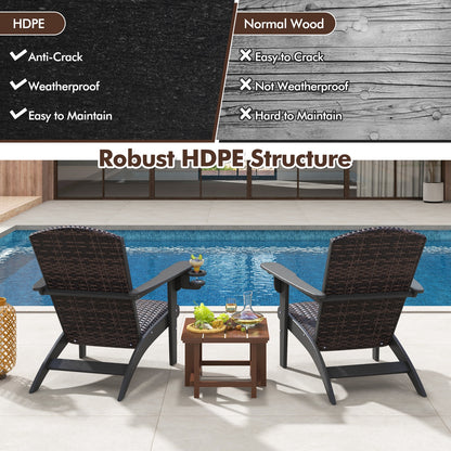 Patio Adirondack Chair with Rattan Padded Seat and Hidden Cupholder, Black Adirondack Chairs at Gallery Canada