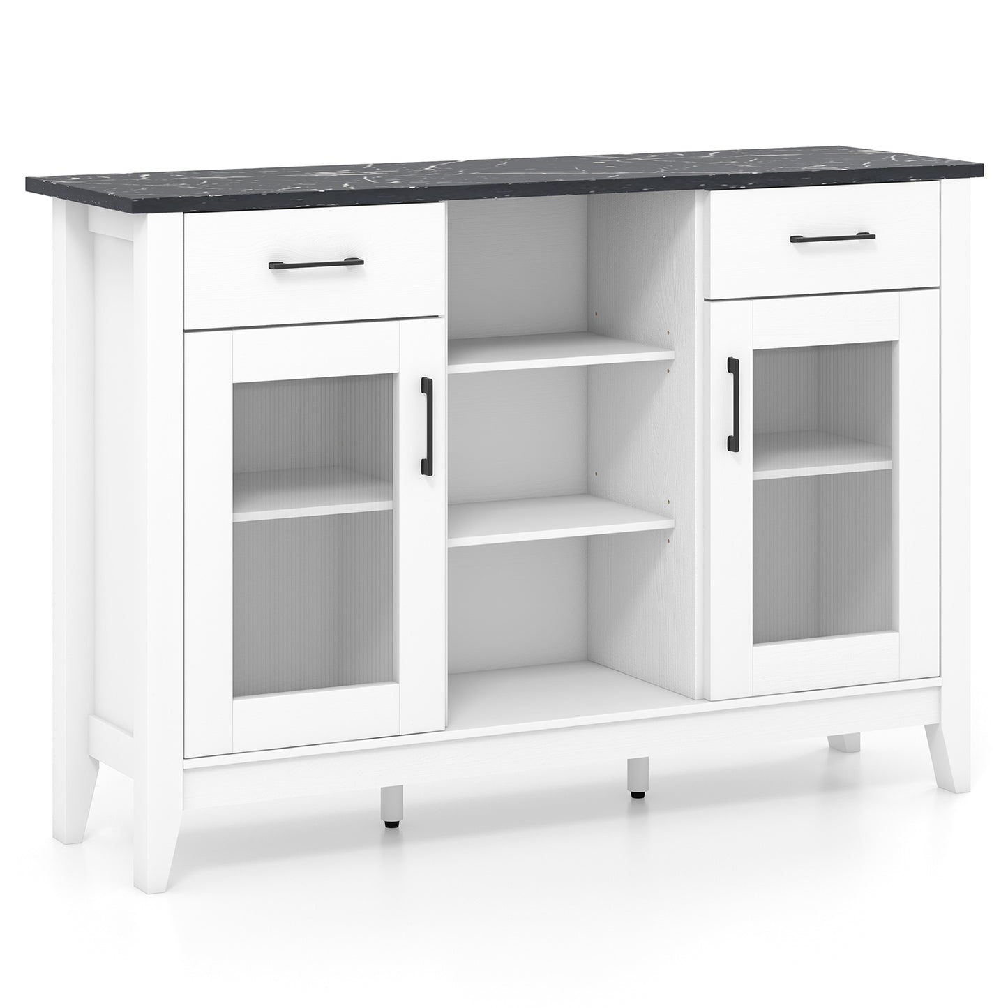 Sideboard Buffet Cabinet, 2 Drawers, 4 Adjustable Shelves, White Sideboards Cabinets & Buffets at Gallery Canada