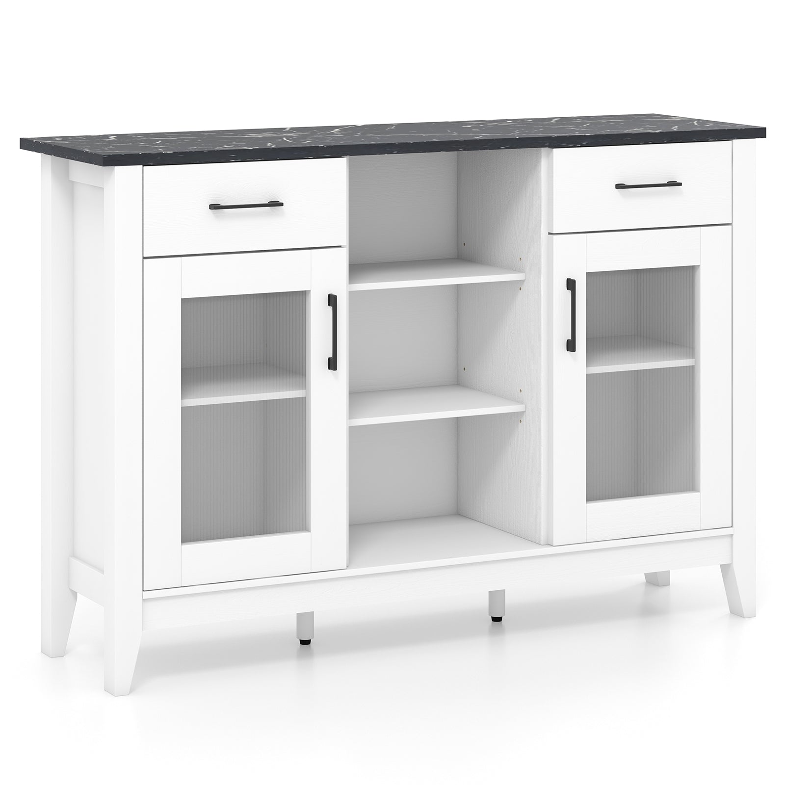 Sideboard Buffet Cabinet, 2 Drawers, 4 Adjustable Shelves, White Sideboards Cabinets & Buffets at Gallery Canada